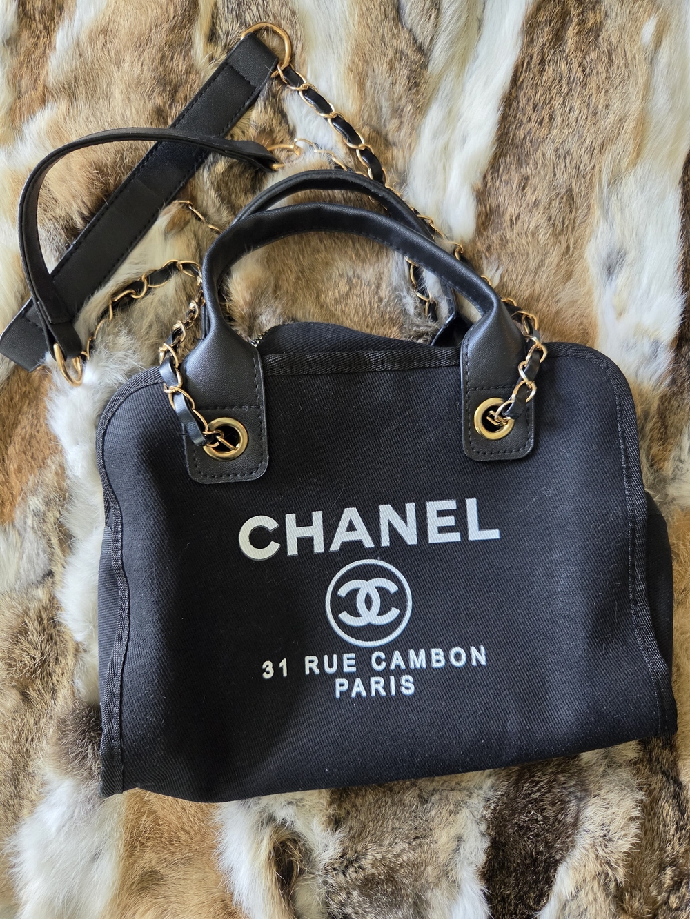 Black canvas logo bag